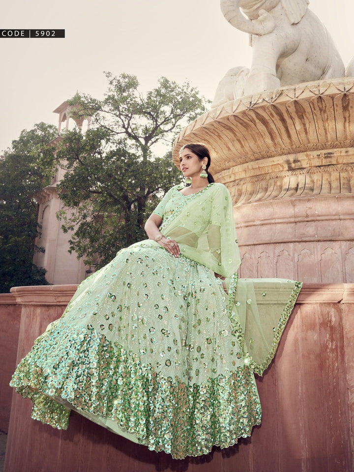 Mehendi Wear Designer Sequined Lehenga Choli - Fashion Nation