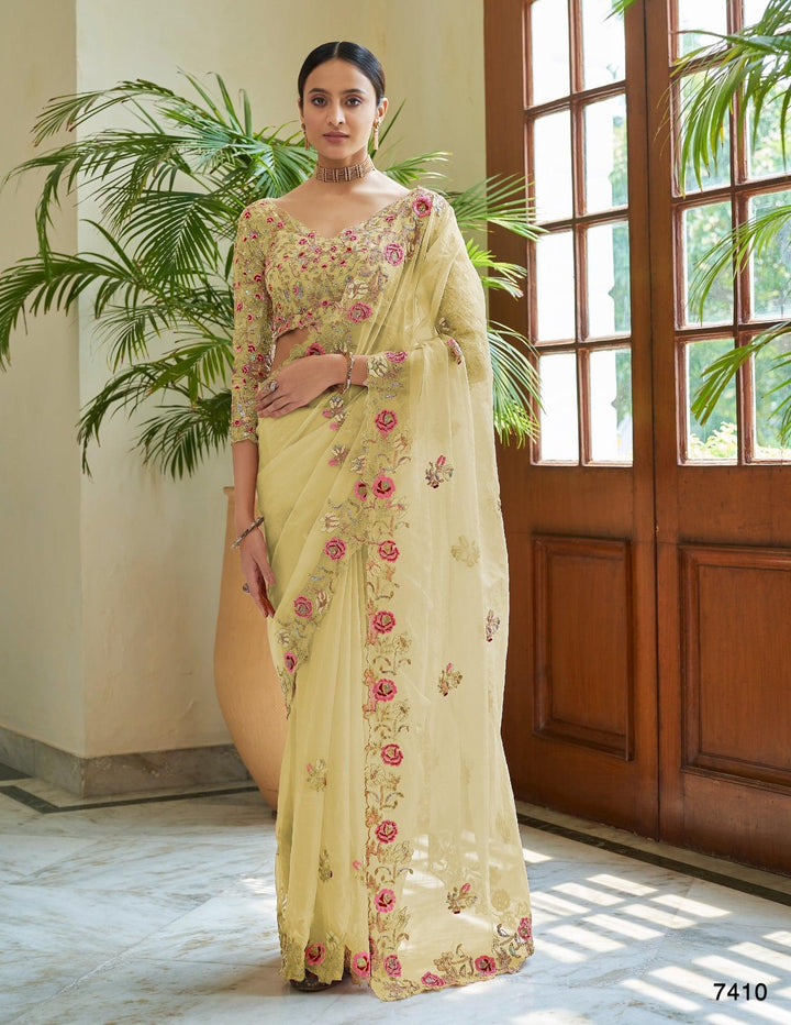 Evening Party Wear Organza Designer Saree - Fashion Nation