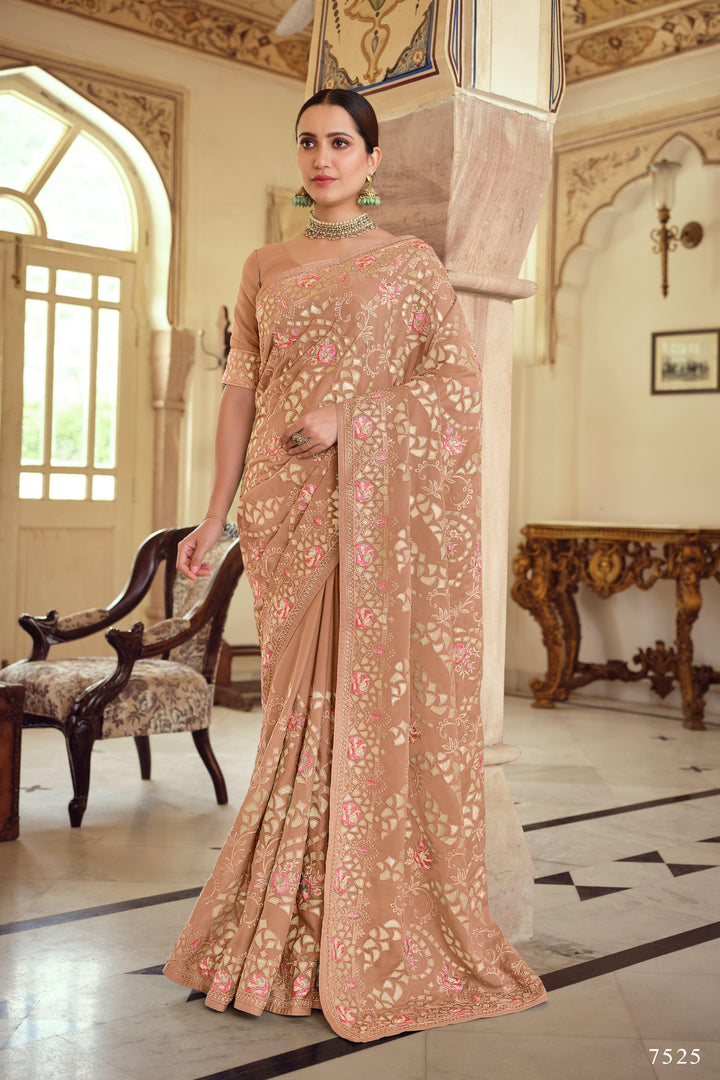 Mehendi Party Wear Designer Saree - Fashion Nation