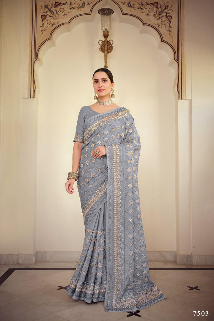 Reception Party Wear Designer Saree - Fashion Nation