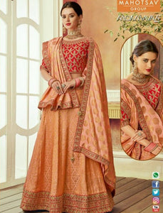 Festive MAH7810 Wedding Wear Peach Red Silk Lehenga Choli - Fashion Nation