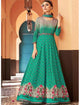 Indo Western Gorgeous Multicoloured Cotton Satin Malmal Anarkali Gown - Fashion Nation