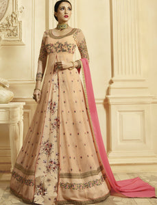 Dainty PRN8847 Latest Peach Pink Georgette Silk Floor Length Anarkali Gown - Fashion Nation