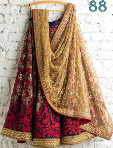 Designer 88 Bollywood Inspired Multicoloured Silk Beige Net Lehenga Choli - Fashion Nation