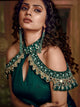 Extraordinary Indo Western TH89663 Cocktail Wear Green Silk Gown - Fashion Nation