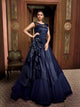 Magnificent Indo Western TH89665 Cocktail Wear Blue Silk Net Layered Gown - Fashion Nation