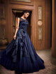 Magnificent Indo Western TH89665 Cocktail Wear Blue Silk Net Layered Gown - Fashion Nation