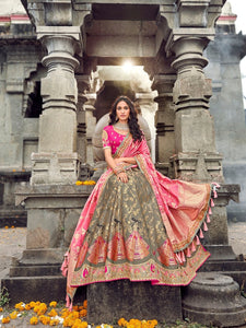 Indian ROY90661 Designer Grey Pink Silk Lehenga Choli - Fashion Nation