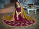 Designer ADA501 Partywear Olive Green Magenta Georgette Saree - Fashion Nation