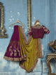 Designer ADA501 Partywear Olive Green Magenta Georgette Saree - Fashion Nation