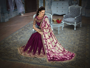 Latest ADA520 Designer Shaded Tie & Dye Magenta Satin Saree - Fashion Nation