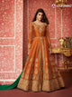 Festive ASH8296 Indo Western Orange Silk Floor Length Anarkali Gown - Fashion Nation