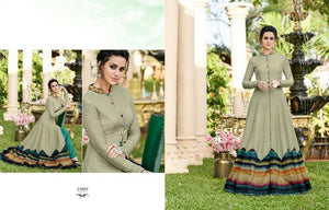 Excellent CHE25005 Indo Western Grey Multicoloured Silk Floor Length Gown - Fashion Nation