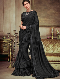 Party & Evening Wear CR41404 Vibrant Black Silk Lycra Saree - Fashion Nation