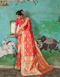 Bridal RK81118 Red Minakari Handloom Weaving Silk Saree - Fashion Nation