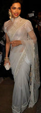 Deepika Padukone White Net Saree - Fashion Nation