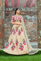 Floral F1002 Bridal Cream Pink Silk Net Lehenga Choli - Fashion Nation