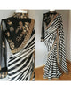 HIR01 Bollywood Inspired Black White Georgette Silk Saree - Fashion Nation