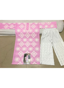 Janhvi Kapoor KF3796 Bollywood Inspired Pink White Cotton Kurta Palazzo - Fashion Nation