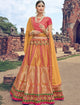 Special LG18037 Superb Orange Jacquard Chinon Magenta Brocade Lehenga Choli - Fashion Nation