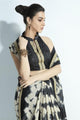 Artistic MIS03 Tie And Dye Patterned Black White Handloom Silk Saree - Fashion Nation