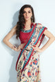 Ethnic MIS11 Traditional Wear White Multicoloured Handloom Silk Saree - Fashion Nation