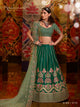Nakkashi Reception Wear Green Raw Silk Designer Lehenga Choli by Fashion Nation