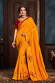 Ethnic Indian Fashion Mustard Yellow Silk Saree with Blouse - Fashion Nation