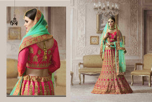 Bright PRM5674 Lovely Pink Sea Green Art Silk Net Lehenga Choli - Fashion Nation