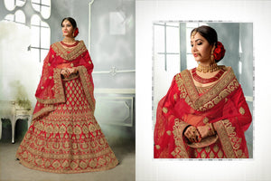 Beautiful Bridal PRM7404 Wedding Special Red Satin Silk Net Lehenga Choli - Fashion Nation