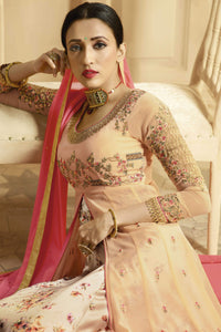 Dainty PRN8847 Latest Peach Pink Georgette Silk Floor Length Anarkali Gown - Fashion Nation