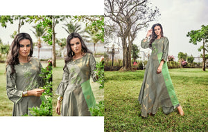 Indo Western PRP6636 Elegant Grey Jacquard Readymade Long Dress/Kurti - Fashion Nation