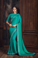 Afternoon Party Wear Turquoise Green Silk Saree by Fashion Nation