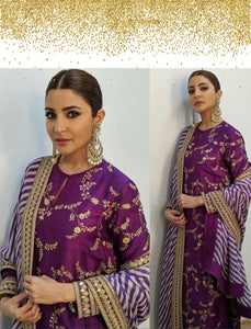 Anushka Sharma SF6139 Bollywood Inspired Purple Silk Georgette Salwar Kameez - Fashion Nation