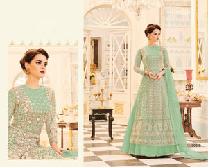 Great Buy VEE002D Designer Beige Net Anarkali Lehenga - Fashion Nation