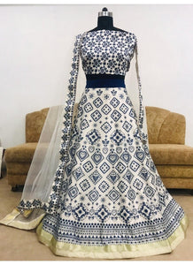 KF3598 Alia Bhatt Bollywood Inspired Black White Silk Net Lehenga Choli - Fashion Nation