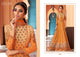 Indo Western JIN8444 Designer Peach Cotton Satin Malmal Anarkali Gown - Fashion Nation