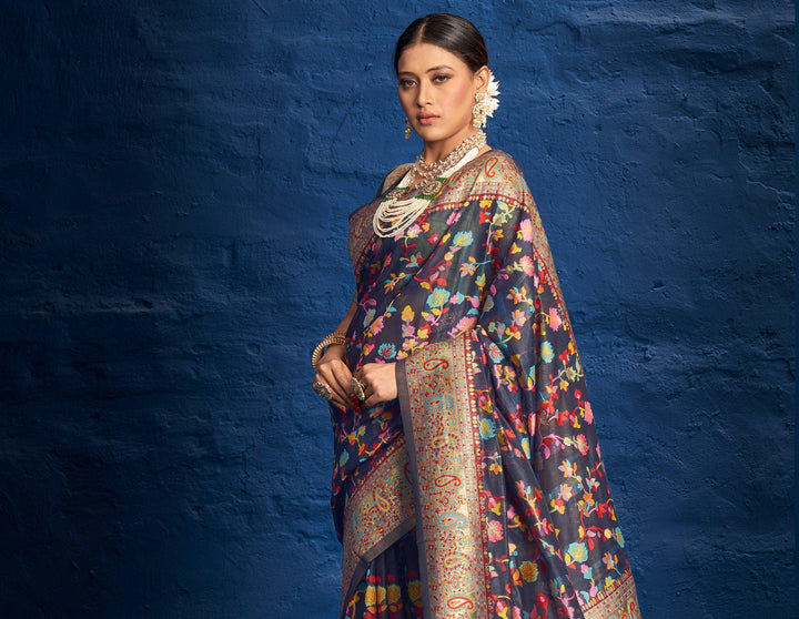 Party Wear Designer Kashmiri Silk Saree - Fashion Nation