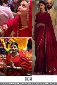 Aishwarya Rai Bachchan BT157 Bollywood Inspired Georgette Red Saree - Fashion Nation