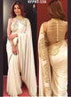 Shilpa Shetty BT156 Bollywood Inspired Georgette Beige Off-White Saree - Fashion Nation