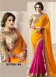 Colourful KFPSN94 Bollywood Inspired Pink Yellow Beige Georgette Silk Saree - Fashion Nation