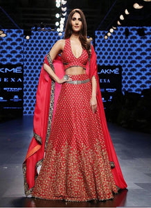 Vaani Kapoor KH18717 Bollywood Inspired Red Silk Lehenga Choli - Fashion Nation