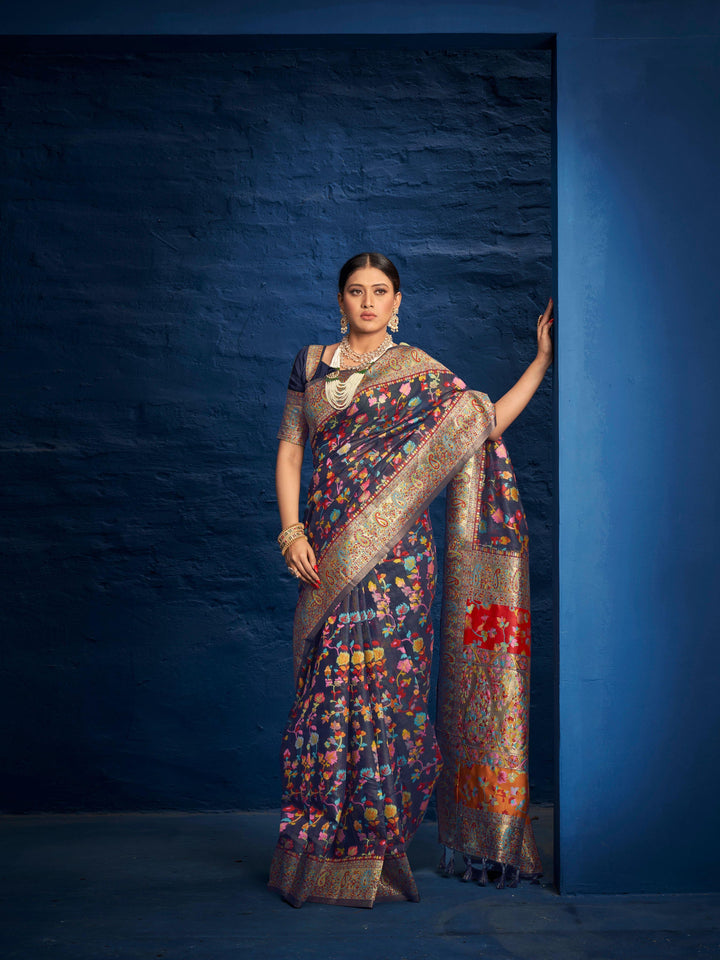 Party Wear Designer Kashmiri Silk Saree - Fashion Nation