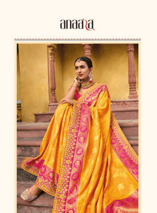 Haldi Wear Bandhej Gota Patti Sari