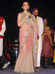 Kangana Ranaut KH18687 Bollywood Inspired Peach Cream Nylon Net Saree - Fashion Nation