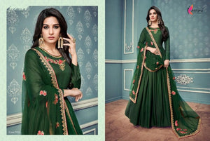 Designer Indo Western KY7026 Green Silk Floor Length Anarkali Gown - Fashion Nation