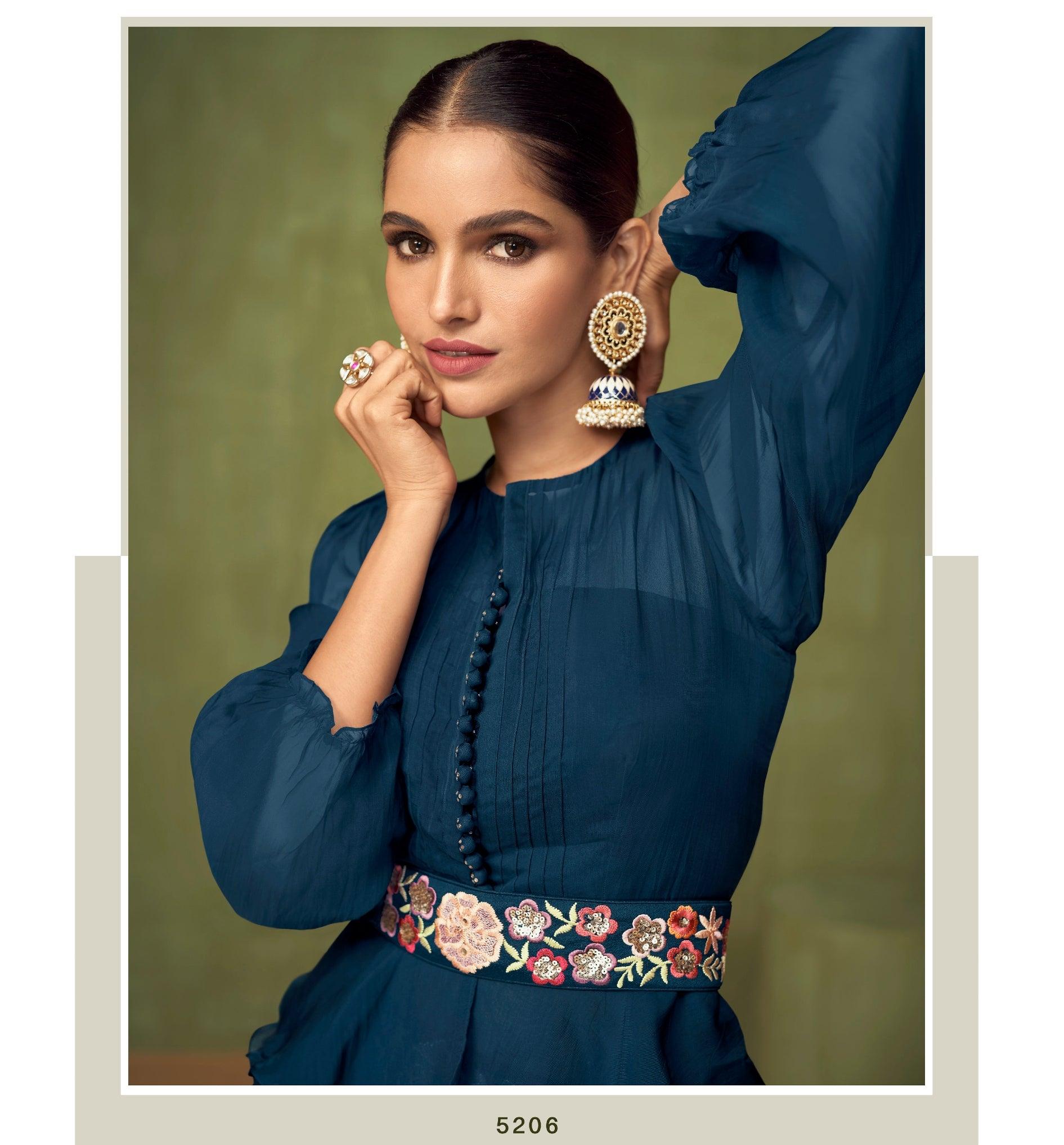 Blue indowestern dress trendy partywear dresses – Saffronfashionindia