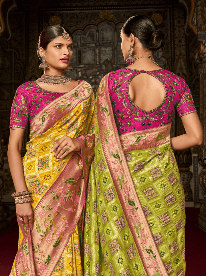 Haldi Wear Silk Bandhej Patola Saree - Fashion Nation