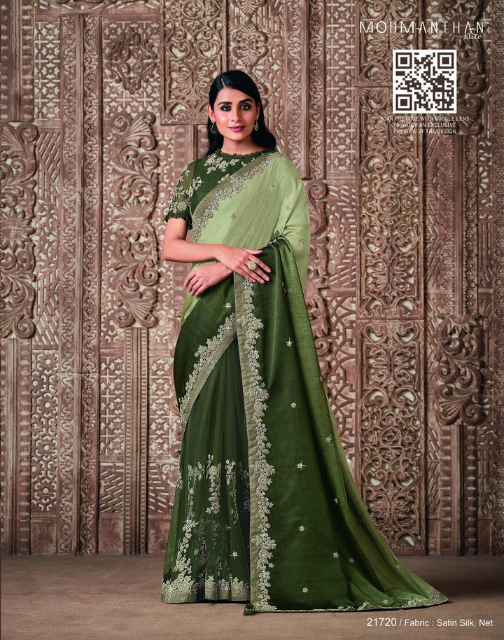 Mehendi Party Wear Designer Saree - Fashion Nation