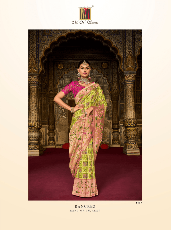 Haldi Wear Silk Bandhej Patola Saree - Fashion Nation